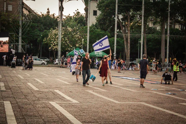 Tel Aviv Israel Outubro 2020 Pessoas Não Identificadas Participando Protesto — Fotografia de Stock