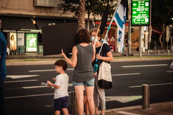 Tel Aviv Israel Outubro 2020 Pessoas Não Identificadas Participando Protesto — Fotografia de Stock