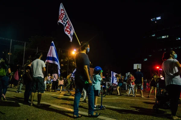 Тель Авів Ізраїль Жовтня 2020 Непізнані Люди Беруть Участь Протесті — стокове фото