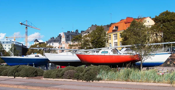 Yachtlager Der Stadt Szenisches Herbstpanorama Helsinki Finnland — Stockfoto