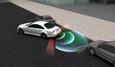 Akıllı araç, otomatik olarak otopark otopark sistemi, yardım 3d işleme görüntü ile parklarda.