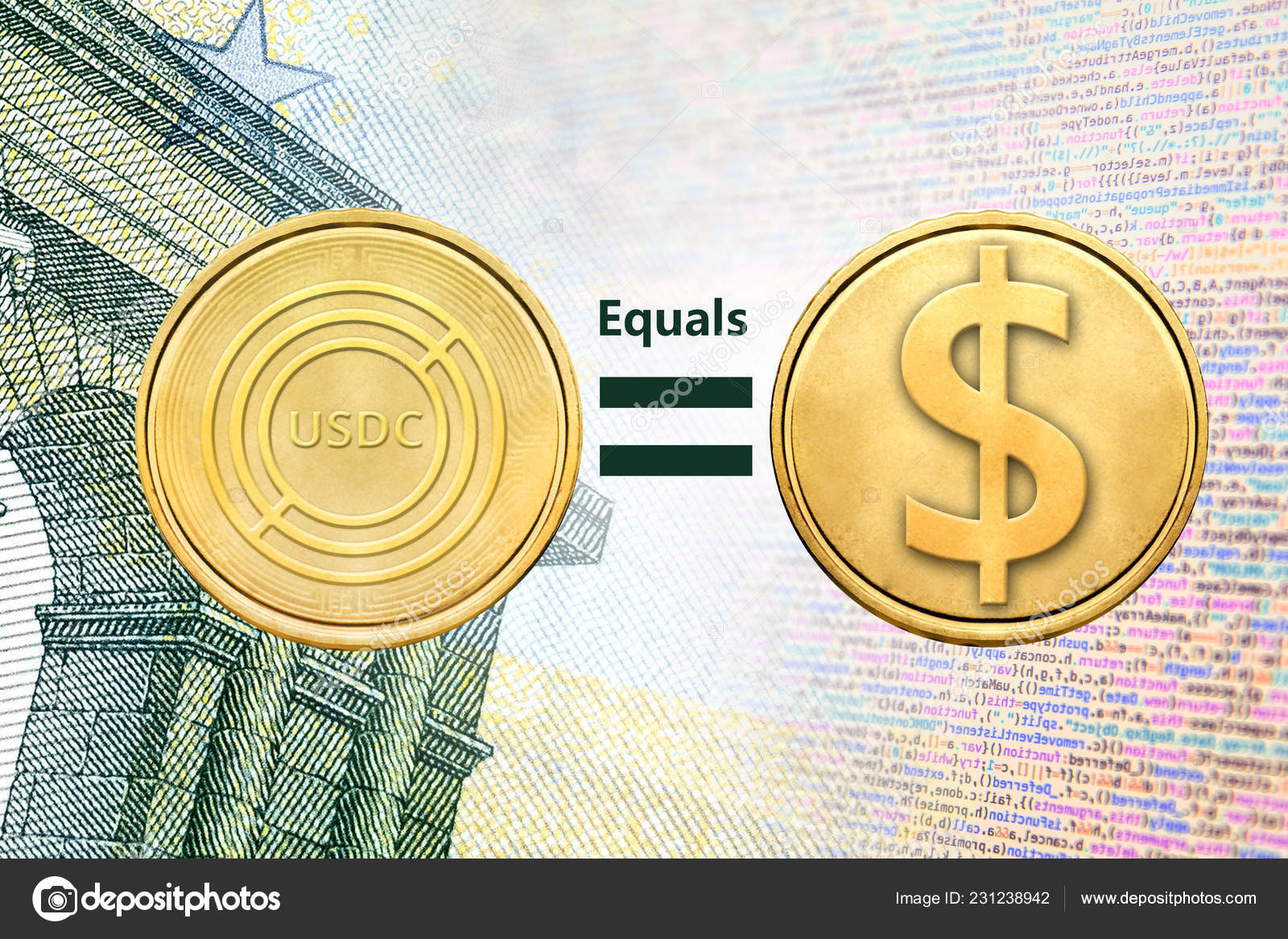 Concept Image Usdc Coin Equal Usd Coin Cryptocurrency — Stock Photo ©  giggswalk #231238942