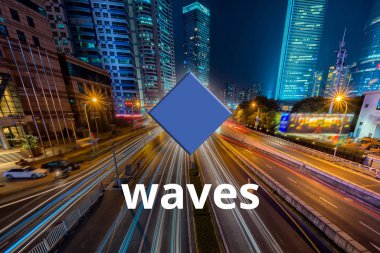 Hareketli hızlı yol, bir Cryptocurrency blockchain platformu, dijital para üzerinde dalgalar para kavramı