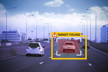 Makineli, öğrenme ve AI tanımlamak nesnelere, görüntü tanıma, şüpheli hız sınırı Radar izleme, akıllı