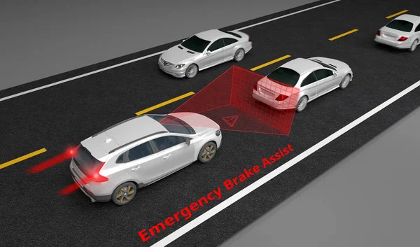 Система Экстренного Торможения Eba Избежать Концепции Автокатастрофы Технология Smart Car — стоковое фото