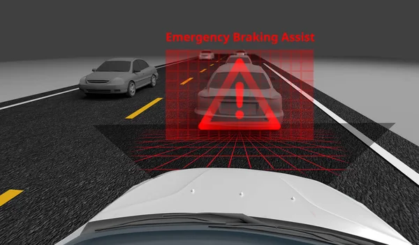 Emergency Braking Assist Eba Sysyem Avoid Car Crash Concept Smart — Stock Photo, Image