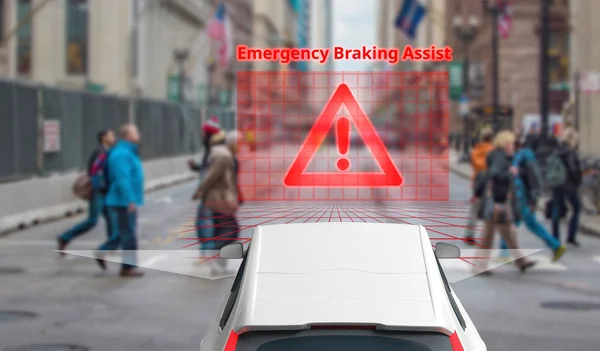 Emergency Braking Assist Eba Sysyem Avoid Car Crash Concept Smart — Stock Photo, Image