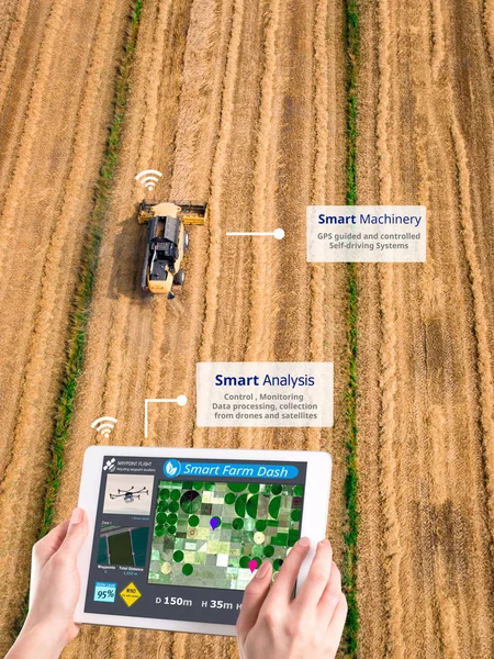 Inteligentnych Hodowla Rolnictwo Tech Rewolucji Drone Automatyczne Konceptualnej — Zdjęcie stockowe