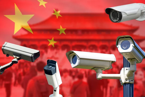 Akıllı güvenlik Cctv kameraları, casuslar insanlar, parça tanımlamak, Çin'deki hiçbir gizlilik kavramı.