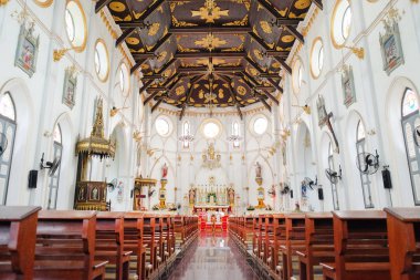 Samut Songkhram, Tayland - 5 Ekim 2018: Doğuş bizim Bayan katedral içinde Bang Nok Khwaek, Samut Songkhram, Tayland