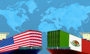 ABD - Meksika ticaret savaş, ekonomi çatışma, bize tarifeler, vergi, görüntünün kavramı ticaret sürtüşmeler