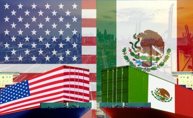 Concept image of  USA - Mexico trade war, Economy conflict, US tariffs, Tax, Trade frictions clipart