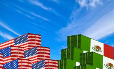 ABD - Meksika ticaret savaş, ekonomi çatışma, bize tarifeler, vergi, görüntünün kavramı ticaret sürtüşmeler