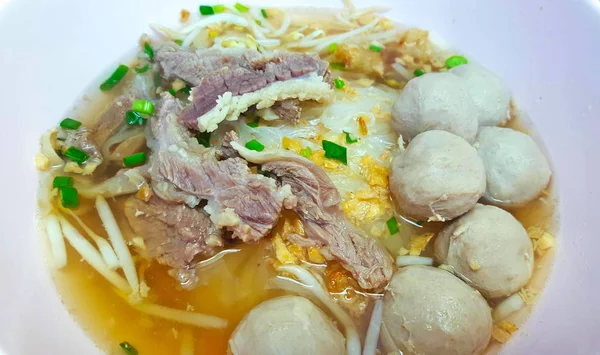 Macarrão Carne Com Sopa Cozinha Asiática Macarrão Tailandês Pho Beef — Fotografia de Stock