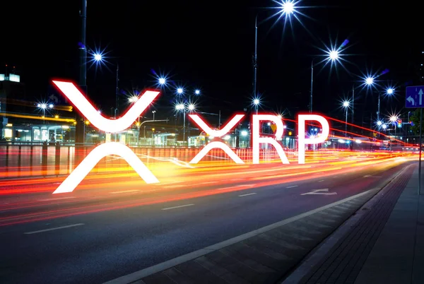 Xrp コイン移動高速道路 Cryptocurrency Blockchain プラットフォームでは 電子マネーの概念 — ストック写真