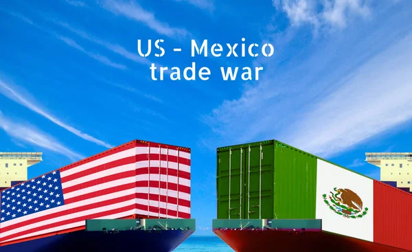 Concept image of  USA - Mexico trade war, Economy conflict, US tariffs, Tax, Trade frictions