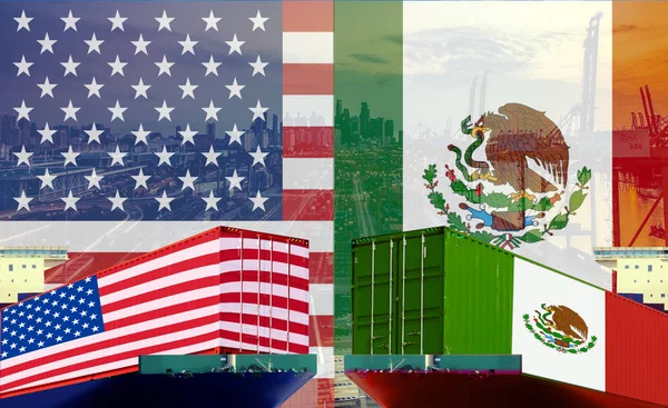 Begreppet Bilden Usa Mexiko Handelskrig Ekonomin Konflikt Oss Tariffer Skatt — Stockfoto