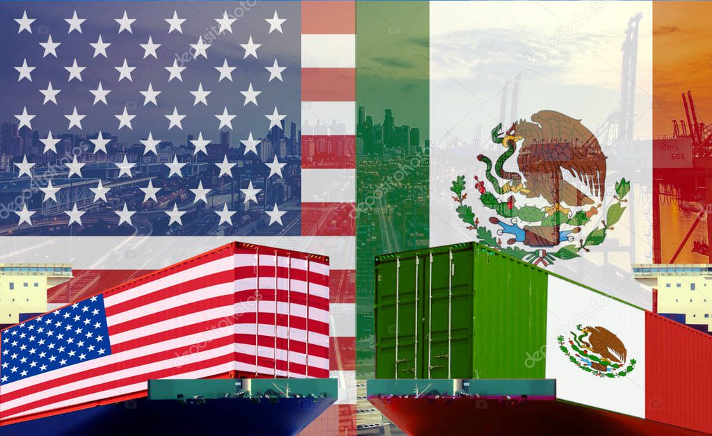 Concept image of  USA - Mexico trade war, Economy conflict, US tariffs, Tax, Trade frictions