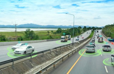 Kendi kendine modu araç Radar sinyal sistemi ile akıllı araç ve ve kablosuz iletişim, özerk araba