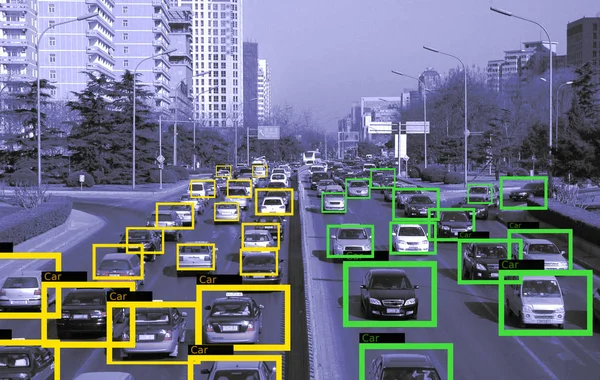 Máquina Aprendizaje Para Identificar Tecnología Objetos Informe Tráfico Procesamiento Imágenes — Foto de Stock