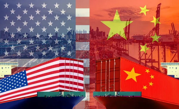 Concept image of  USA-China trade war, Economy conflict, US tariffs on exports to China, Trade friction