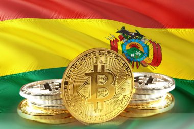 Bolivya bayrak, Cryptocurrency, dijital para kavramı phot sikkelerinde Bitcoin