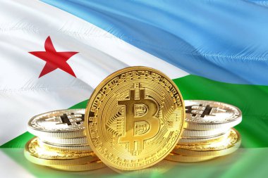 Bitcoin paraları Gibuti bayrağı, Cryptocurrency, dijital para kavramı fotoğraf