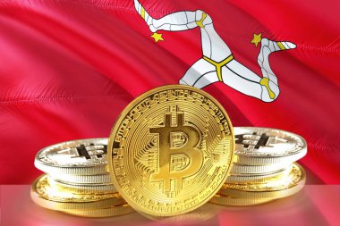 Isle of Man bayrak, Cryptocurrency, dijital para kavramı phot sikkelerinde Bitcoin