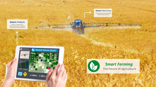 Agricultura Inteligente Revolución Agrícola Alta Tecnología Drone Automatic Conceptual — Foto de Stock