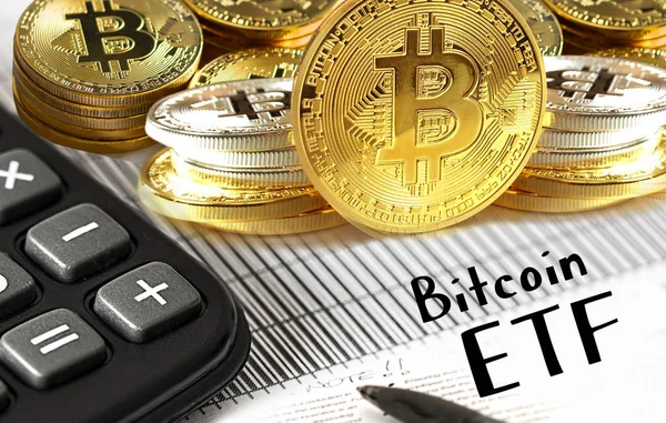 Bitcoin Etf (döviz ticareti fon) Menkul Kıymetler Borsası, yatırım, kripto currenc kavramı