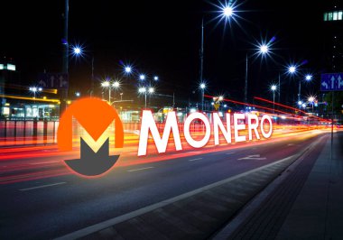 Hareketli hızlı yol, bir Cryptocurrency blockchain platformu, dijital para üzerinde Monero para kavramı