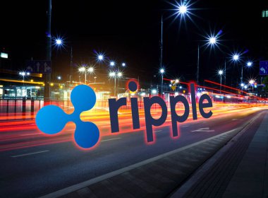 Hareketli hızlı yol, bir Cryptocurrency blockchain platformu, dijital para üzerinde dalgalanma para kavramı