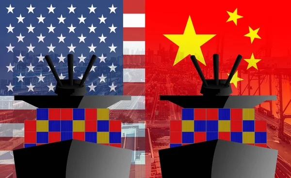 Image Conceptuelle Guerre Commerciale Usa Chine Conflit Économique Droits Douane — Photo