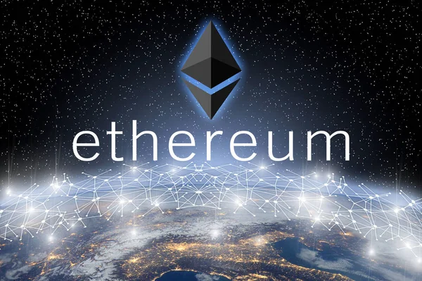 Концепція Ethereum Erc20 Маркер Технології Cryptocurrency Blockchain Платформою Цифрові Гроші — стокове фото