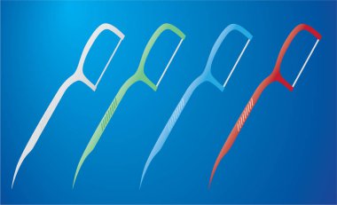 Diş ipi alır, çok renkli Diş Temizleme Aracı, illüstrasyon vektör