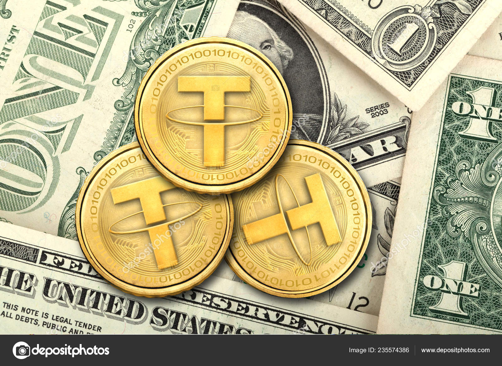 Usdt 的概念等于1美元加密货币—— 库存社论照片© giggswalk #235574386