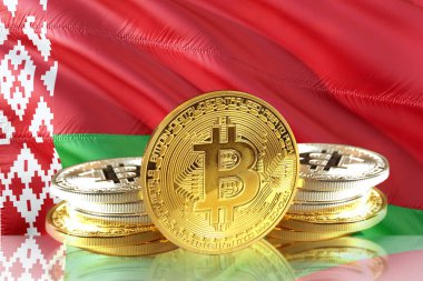Belarus bayrağı Bitcoin sikke, cryptocurrency kavramı fotoğraf
