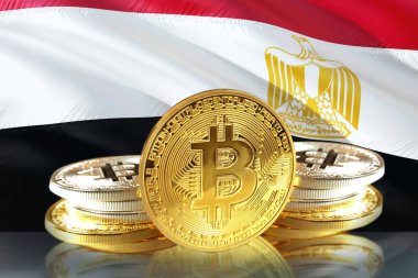 Irak'ın bayrak, Cryptocurrency, dijital para kavramı phot sikkelerinde Bitcoin