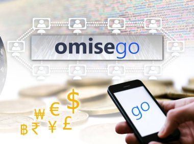 Omisego para kavramı, bir Cryptocurrency zinciri, dijital mone güvenli.