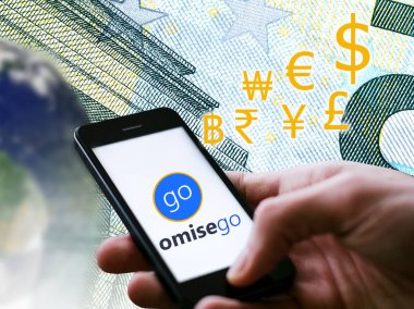 Omisego para kavramı, bir Cryptocurrency zinciri, dijital mone güvenli.