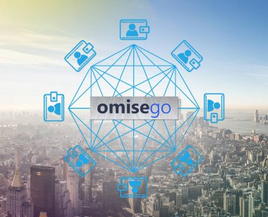 Omisego para kavramı, bir Cryptocurrency zinciri, dijital mone güvenli.