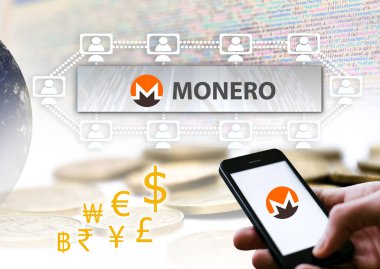 Monero sikke, bir Cryptocurrency blockchain platformu, dijital para kavramı