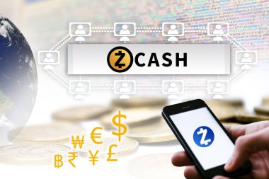 Zcash kavramı. Kripto para biriminin güvenli zinciri. Dijital para
