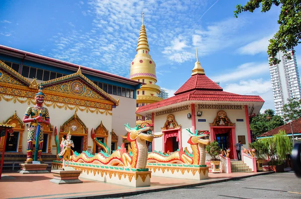 Wat Chaiyamangalaram Thaise Tempel Met Slapende Boeddha Penang Maleisië — Stockfoto