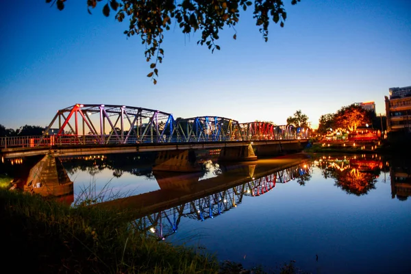 Chiang Mai Thaïlande Janv 2017 Vue Nuit Pont Fer Chiang — Photo