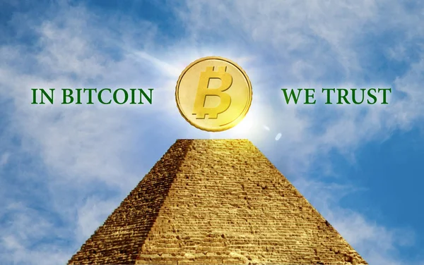 Bitcoin Cadeia Criptograficamente Segura Deus Confiamos Conceito — Fotografia de Stock