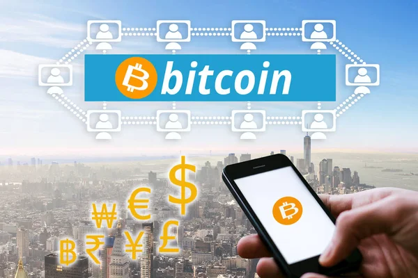 Blok Zincir Ağı Kriptografik Olarak Güvenli Zincir Bitcoin Dijital Para — Stok fotoğraf