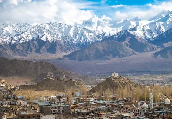 Miasta Leh Leh City Znajduje Się Indyjskich Himalajach Wysokości 3500 — Zdjęcie stockowe