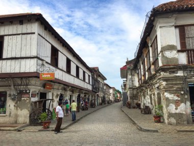 Vigan, Filipinler - 25 Temmuz 2015: Tarihi şehir Vigan