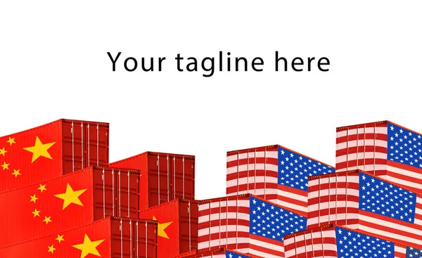 Концепция имиджа американо-китайской торговой войны, конфликт в экономике, пошлины США на экспорт в Китай, торговые трения — стоковое фото